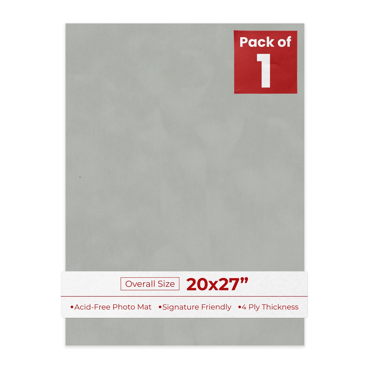 Light Grey Suede 20x27 Uncut Mat Board - Blank Sheets, No Opening